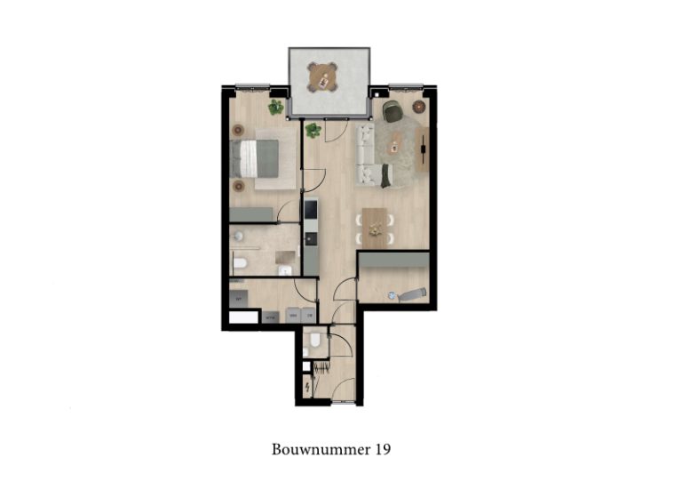 Rozenquartier - Sprundel - nieuwe indeling appartement 19 met werkkamer